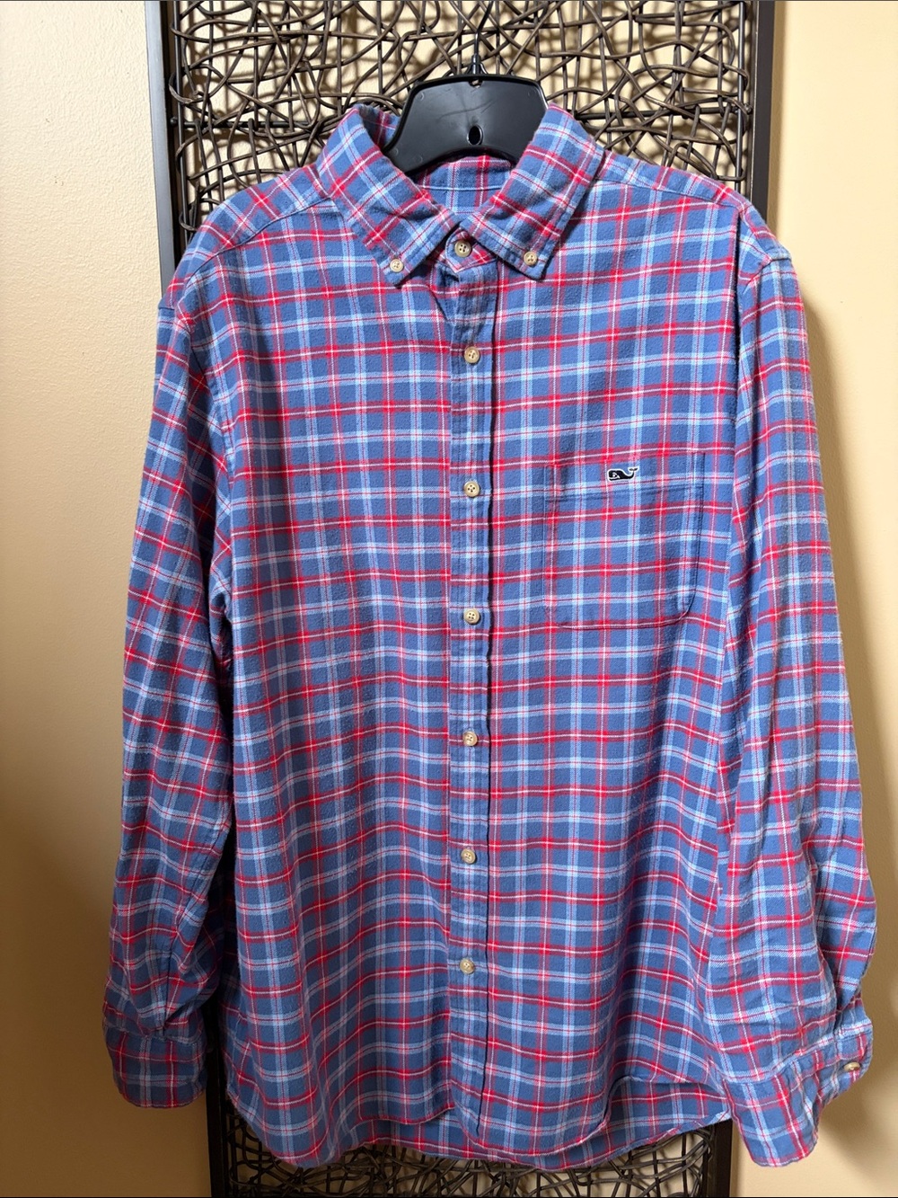 Vineyard Vines Blue and Red Plaid Button-Down Shirt